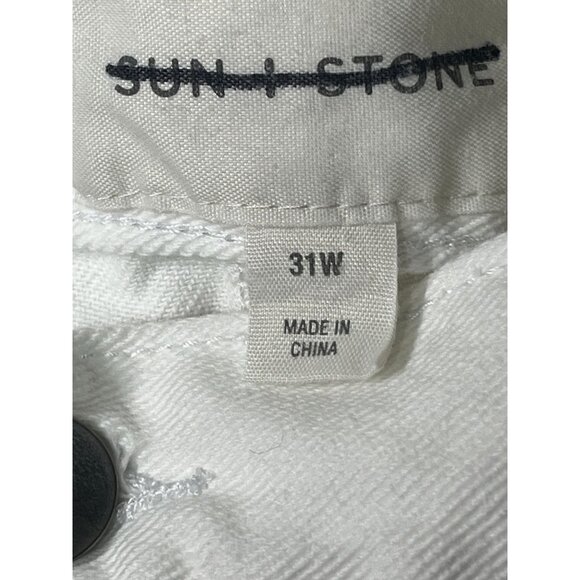Sun + Stone White Jeans Men’s 31 Distressed Straight Leg Button Fly - Picture 6 of 14